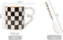 Porlien Checker Porcelain 18-ounce Mug Set of 2 with Teaspoon, Coffee Mugs Tea Cups...