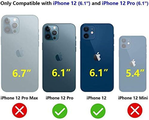 Wallet Case Compatible with iPhone 12 Pro/12,Slim Protective case with Card Holder,Premium PU Leather Card Slots Case with a Screen Protective Gla...