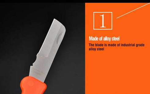 Edward Tools Electrician Straight Blade Knife - Lockback Folding Design Utility Knife - Stainless Steel Knife Cable Stripping, Cutting Insulation,...