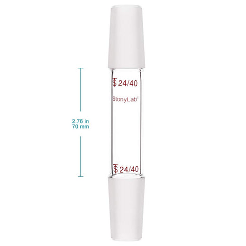 stonylab Glass 24/40 Straight Laboratory Adapter, Borosilicate Glass 30 mm Between Two 24/40 Ground Inner Standard Taper Joints for Laboratory Lab...