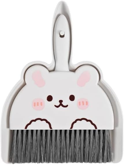 Veewon Mini Dustpan and Brush Set Portable Cleaning Brush and Dustpan Cleaning Tools with Soft Bristles for Home Office (White)...