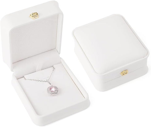 iSuperb 2 Pcs Necklace Pendant Box Velvet Interior Bracelet Jewelry Gift Box Chain Necklace Display Storage Case for Engagement Proposal...