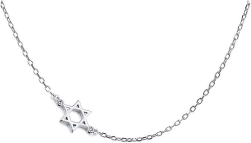 RUIZHEN Stainless Steel Sideways Star of David Choker Necklace for Girls...