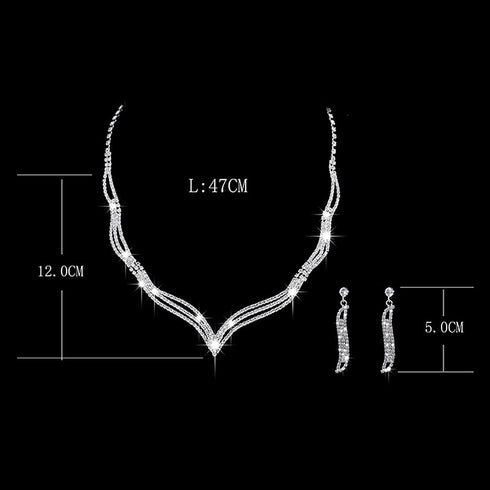 Bride Wedding Crystal Necklace Earrings Set Silver Bridal Choker Necklaces Jewelry for Women and Girls...