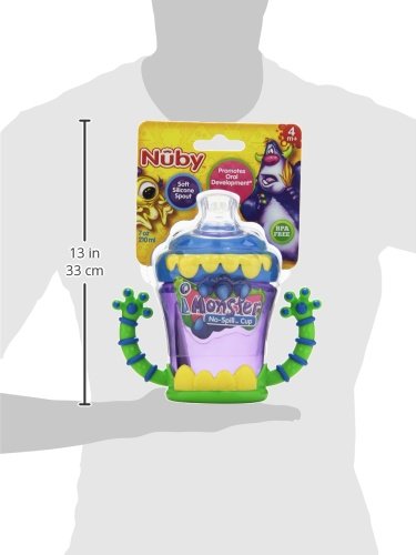 Nuby Plastic Two-Handle iMonster No-Spill Super Spout Cup, 7 Ounce...