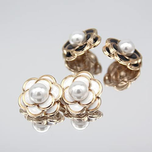 18/25mm Retro Black Flower Metal Buttons, White Pearl Jewelry Decorations for Clothes, Women Coat, Blazer, Suit, Wedding Dress, DIY Crafts, Sewing...