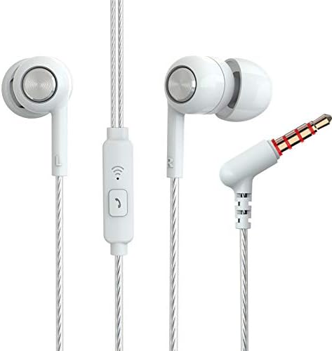 XINGWAN S32 Earphones Headphones, Powerful Bass Driven Sound, 12mm Large Drivers, Ergonomic Design with Remote Control and Microphone (Black+White...