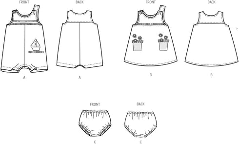 Butterick Easy to Make Baby Overalls, Dress and Panties Sewing Pattern Packet, Design Code S9411, Sizes NBN-SML-MED-LRG-XLG, Multicolor...