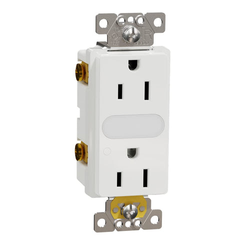 Square D by Schneider Electric Square D X Series Duplex Decorator Tamper Resistant Electrical Outlet with LED Night Light for 125 Volts, 15 Amp, M...