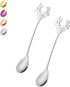 Christmas Reindeer Coffee Spoons Colored Stainless Steel Dessert Spoons Teaspoons for Stirring, Mixing, Sugar, Stir, Ice Cream, Cake...