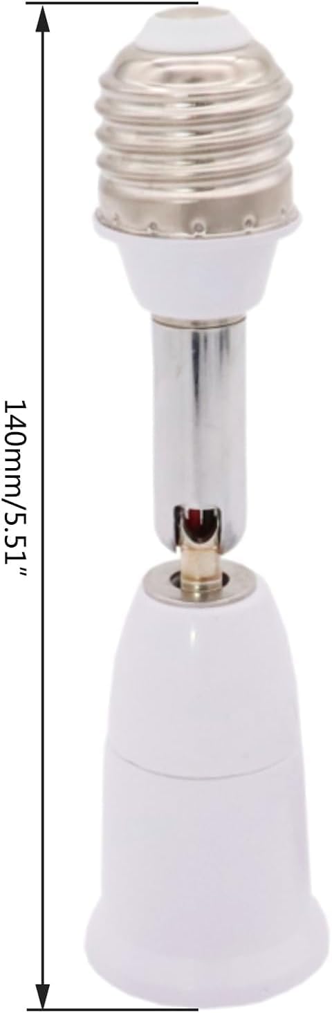 1Pc White E26/E27 Light Bulb Socket Extender Adapter 180 Degree Bendable Light Fixture E26/E27 to E26/E27 Base Adjustable E26/E27 to E26/E27 Socke...