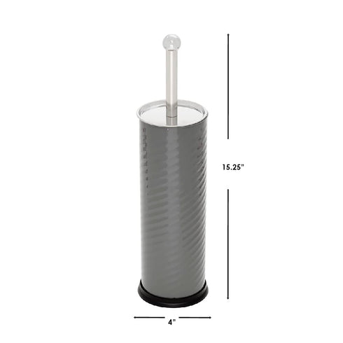 Home Basics Toilet Brush with Swirl Canister, Grey | Sturdy Base | Embossed Design | Neutral Color...