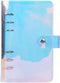 PVC A5 Binder Cover Loose Leaf Notebook Cover Round Ring Binder Pockets Refillable 6 Ring Binder Notebook Folder Cover with Snap Button Holographi...