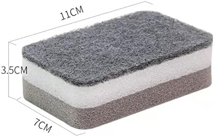 5 Pcs Heavy Duty Scrub Sponges,Dual-Sided Dishwashing Sponge for Kitchen,Multi-Use Deep Cleaning Scrub Sponge (Grey White)...