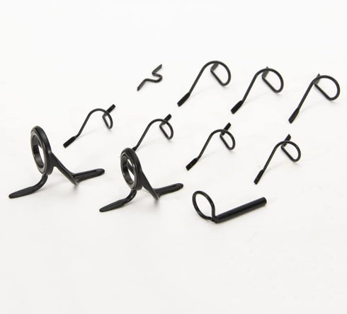 11pcs Fly Fishing Rod Guides Set, Fishing Tip Repair Kit, Hard Snake Guides and Tip Ring Hook Keeper, DIY Eye Rings for Rod Building or Repair Bla...