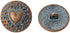 KARMELLING 10PC Metal Sewing Shank Buttons, Antiqued Copper Heart Carved Spray Painted Blue Round Button 18mm(6/8")...