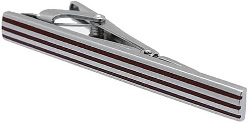 Burgundy Long Striped Tie Clips...