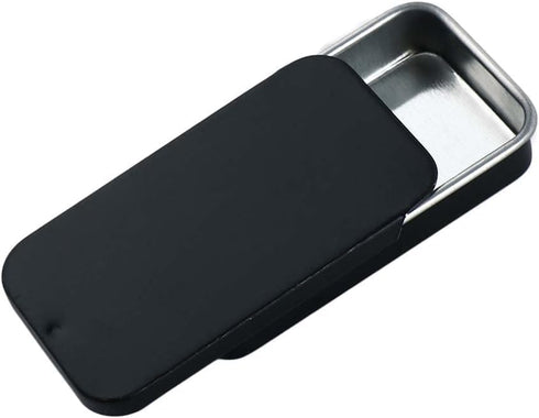 Black Metal Rectangular Empty Mini Tin Box,Mini Iron Box Tinplate Push Candy Pill Cases Bins Jar Food Containers for Home Organizer(60x34x11mm)...