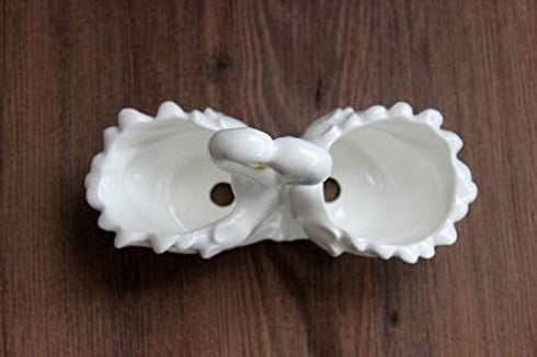 Funnuf Cute Animal White Ceramic Succulent Cactus Flower Planter for Home Garden Office Desktop, 1pcs, swan Couple...