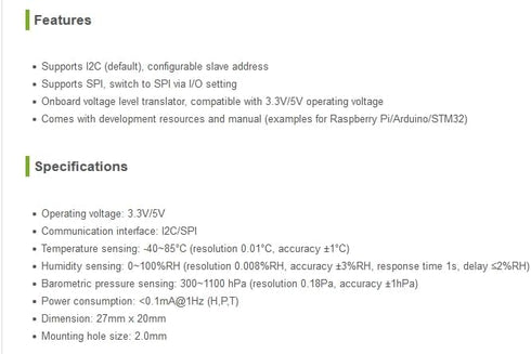 Waveshare BME280 Environmental Sensor, Sensing Environmental Temperature/Humidity/Barometric Pressure, I2C and SPI Interfaces, 3.3V/5V Voltage...