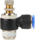 Pneumatic Push to Connect Air Flow Control Valve, 10mm Tube OD x 1/2" Male BSP Thread, Elbow 90 Degree Switch Valve Adapter Fitting (Pack of 5)...