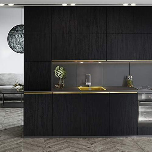 Black Wood Wallpaper - Peel and Stick Wallpaper Wood – Black Wood Self-Adhesive & Removable Wallpaper for Countertop Furniture Kitchen Wall, Reali...