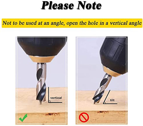 6 Pcs Brad Point Drill Bits(3/8", 5/16", 1/4", 3/16", 1/8", 3/32"), 1/4 Inch Hex Shank HSS Spiral Twist Wood Drill Bit Set for Soft, Hard, Veneere...