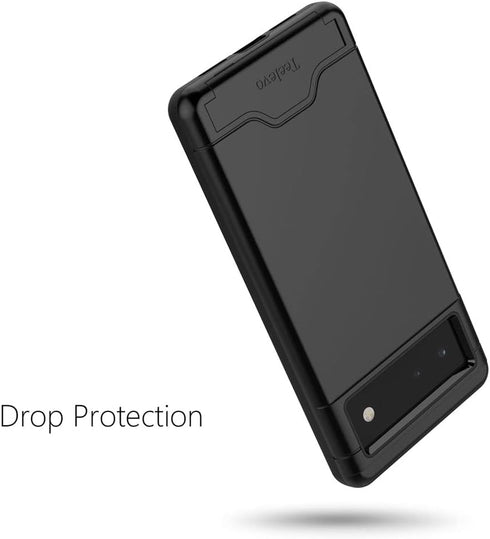Teelevo Wallet Case for Google Pixel 6, Dual Layer Case with Card Slot Holder and Kickstand for Google Pixel 6 - Black...