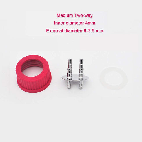 316 Stainless Steel Medium 2-Port Vent Assembly, for GL45 Universal Laboratory Glass Bottles, High Temperature PBT, 45 mm, GL45_M2...