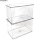 Isaac Jacobs Large Stackable Organizer Bin (10.75” x 6.5” x 6.1”) w Hinged Lid Clear Storage Box Home Office School Fridge Bathroom Kitchen Pantry...