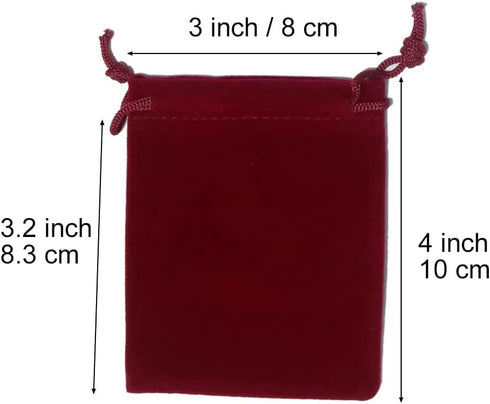 HRX Package Mini Velvet Gift Bag with Drawstring,20PCS Burgundy Red Velvet Cloth Jewelry Pouches (3x4 inches)...