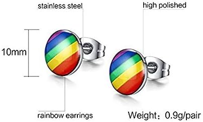 Stainless Steel Fashion Rainbow Ear Stud Earring for Gay & Lesbian Pride...