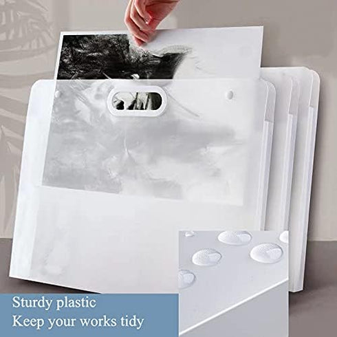 Plastic Art Portfolio, Large Art Portfolio with Handles,Waterproof Portfolio Folder for Artwork, Arts Storage Case for Drawing Sketch Photography ...