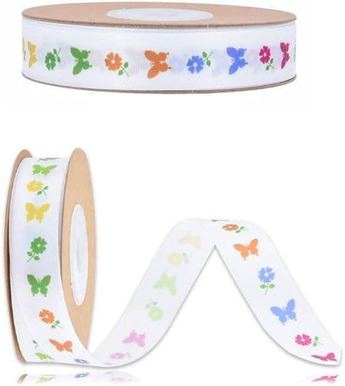 1 Roll 0.6in Colorful Butterfly Ribbon DIY Bow Headdress Headband Gift Packaging Gift Box Flowers Rope Ribbon?10 Yard/roll?...