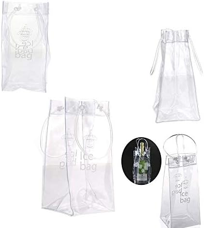 Sohapy 2 Pack Portable Collapsible Clear Ice Wine Bag Pouch Cooler Bag with Handle for Party,Outdoor,Champagne,Cold Beer,White Wine (2)...