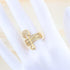 NewZenro Wide Flat CZ Safety Pin Chunky Open Rings Fashion Cubic Zirconia Paved Expandable Engagement Promise Statement Band Rings 14k Gold Plated...