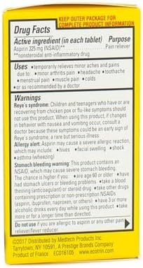 Ecotrin Regular Strength Aspirin, Arthritis Pain Relief, 325mg Regular Strength, 125 Safety Coated Tablets...