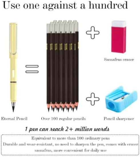 EC 5 Pcs Inkless Eternal Pencils, Everlasting Infinity Pencil with Eraser, Eternal Pencil For School Office for Writing, Sketch, Drawing(5 Pencils...