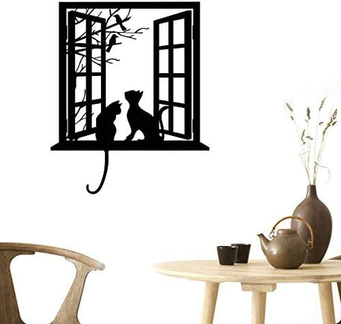 BIBITIME Tree Branch Fake Window Black Cats Wall Art Stickers for Bedroom Living Room Coffee Shop Vinyl Decals Nursery Bedroom Kids Room Decor 16....