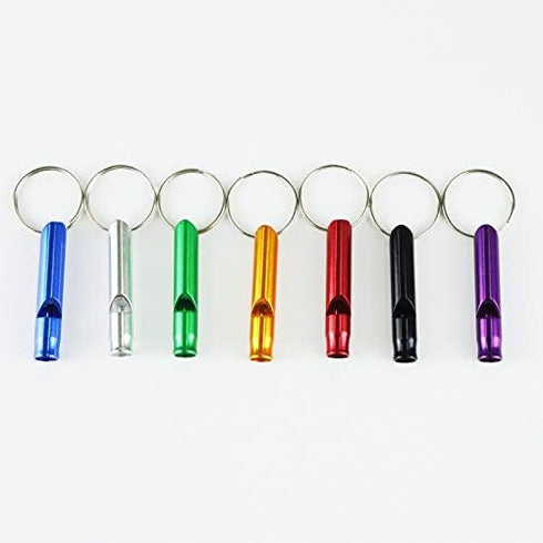 Set of 12 Extra Loud Whistles for Camping Hiking Hunting Outdoors Sports and Emergency Situations, Sturdy but Light Aluminium Key Chain Signals...