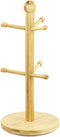 Home Basics Bamboo Mug Tree, Holds Up to 6 Coffee Cups, Free Standing, Circular Base, Kitchen Countertop, Beige (1)...