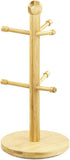 Home Basics Bamboo Mug Tree, Holds Up to 6 Coffee Cups, Free Standing, Circular Base, Kitchen Countertop, Beige (1)...