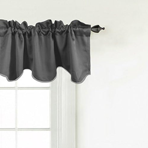 Turquoize Blackout Curtain Valances for Kitchen Windows/Bathroom/Bedroom Privacy Decorative Rod Pocket Short Scalloped Window Valance Curtains, 52...