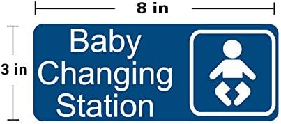 New Baby Changing Station Sign, 8 x 3 in with English and Symbol, Blue for Men, Women, Unisex...