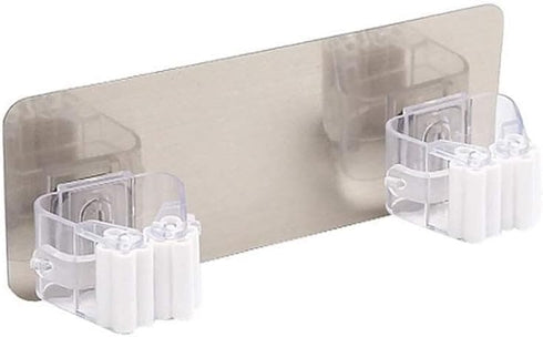 1Pc White Mop Broom Holder Wall Mounted, Holder Self Adhesive Mop Grip Holders Wall Mounted Hanger Organizer, Mop Hanger Heavy Duty with Hooks Mop...