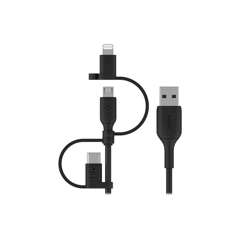 Belkin 3-in-1 Universal USB-A Cable - USB-C Cable, Lightning Cable, Micro-USB - Charging Cord Boost Charge Charger Designed for Apple iPhones & iP...