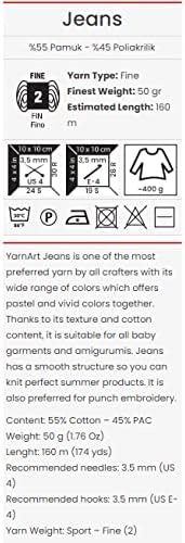 Yarn Art YarnArt Jeans Sport Yarn 55% Cotton 45% Acrylic 1 Skein/Ball 50 gr 174 yds Cotton Yarn Knitting Yarn Soft Yarn amigurumi Cotton Yarn (40)...