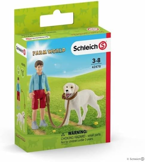 Schleich Farm World 4-Piece Playset for Kids Ages 3+, Walking with Labrador Retriever...