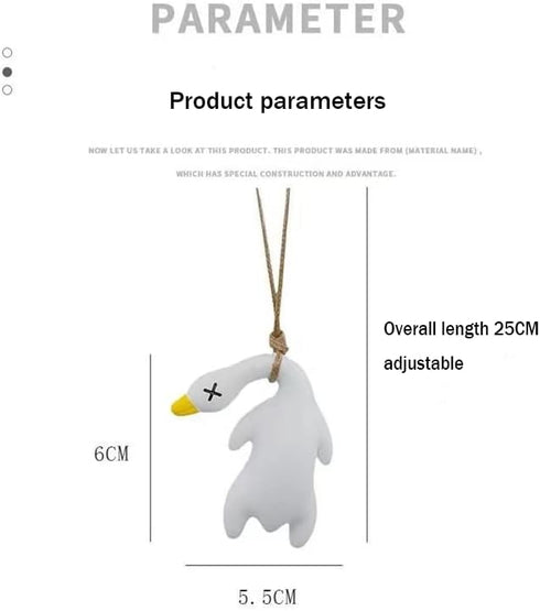 car Pendant car Swing Duck Creative Cute Rearview Mirror Pendant car Interior Decoration Small Roast Duck Pendant (25cm/9.8inch, White)...
