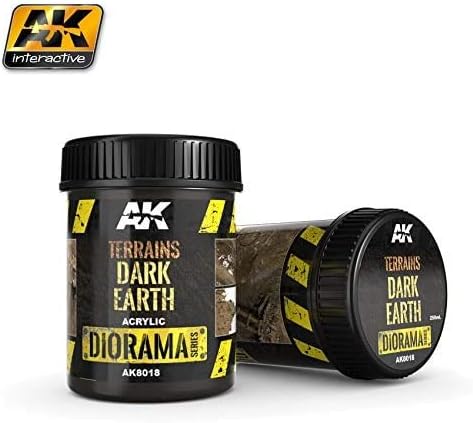AK-Interactive AK 8018, Terrains Dark Earth, Acrylic Paint Color - 250 ML / 8.45 Fl.Oz Jar - Model Building Paints and Tools # AK-8018...
